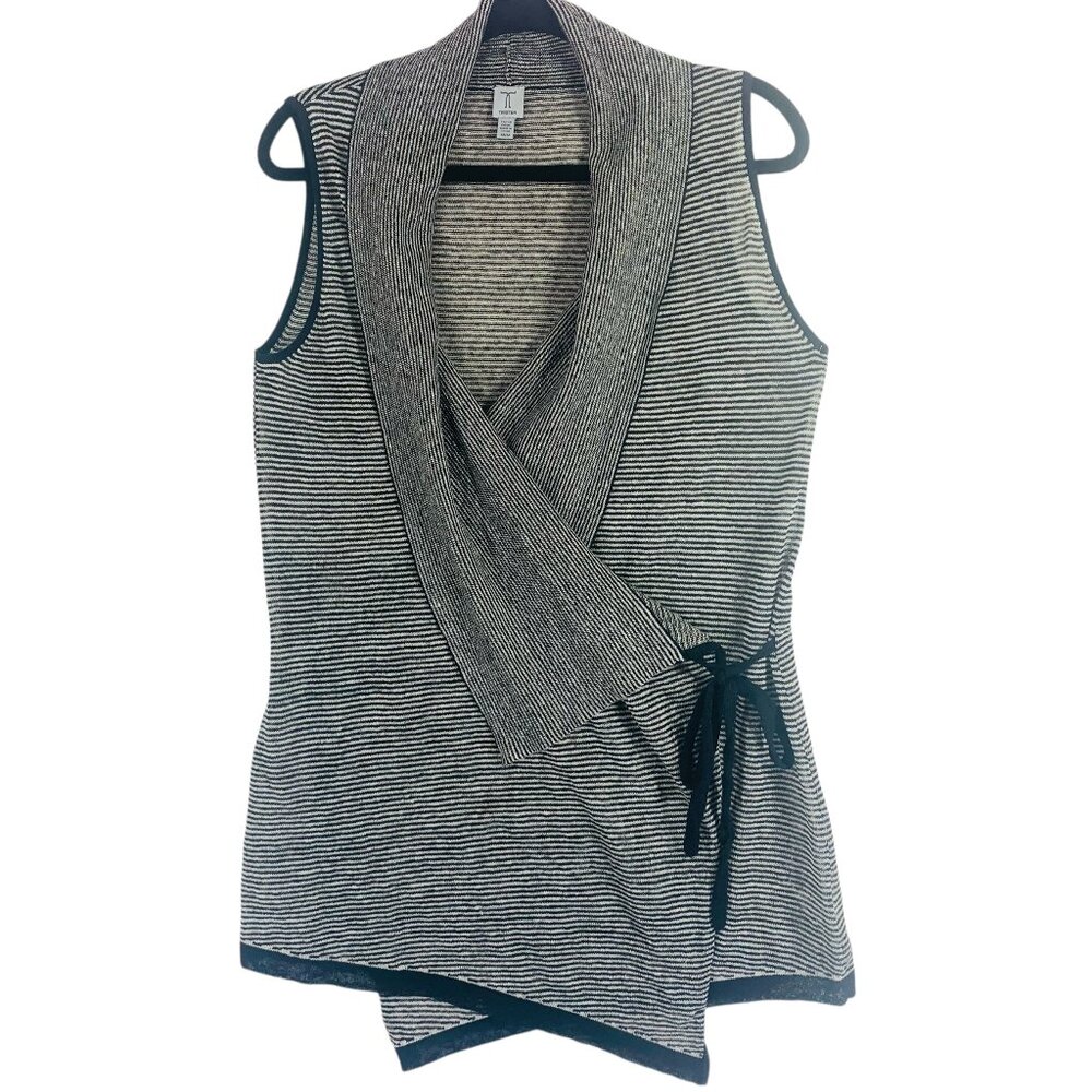 Tristan Drape  Knit sleeveless vest  Black/Gray/Short Sleeve Wrap Jacket Shawl